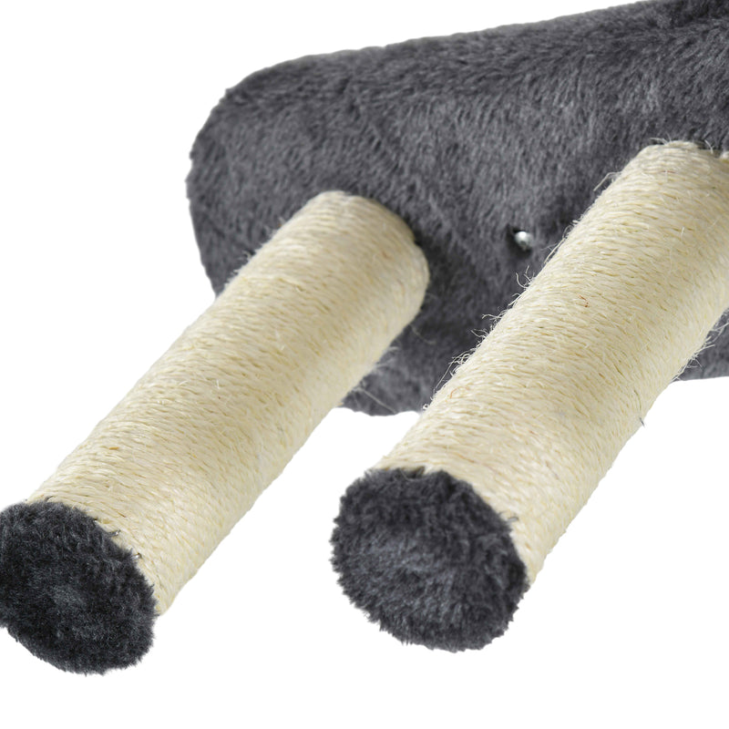 PawHut 4PCs Wall Mounted Cat Tree Cat Wall Shelves W/ Scratching Post - Dark Grey/Brown