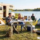 Outsunny 3ft Folding Camping Table, Picnic Table With Storage Layer, White