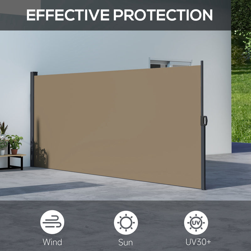 Outsunny Side Awning Retractable, Privacy Screen, 400x160cm