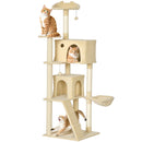 PawHut Cat Tree Tower With Sisal Scratching Posts, Condos, Beige