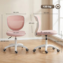HOMCOM Armless Office Chair with Mesh Back, Pink