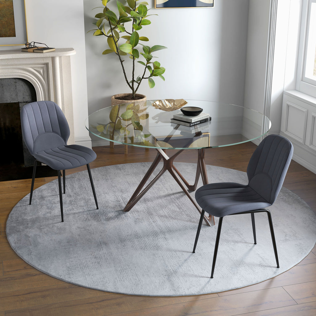 HOMCOM Modern Dining Chairs Set of 2 with Padded Seat and Steel Legs,