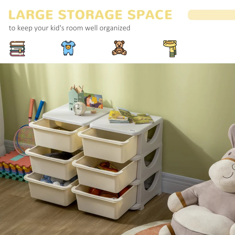 Homcom Storage Box HOMCOM Kids Storage Unit, with Six Drawers - Cream