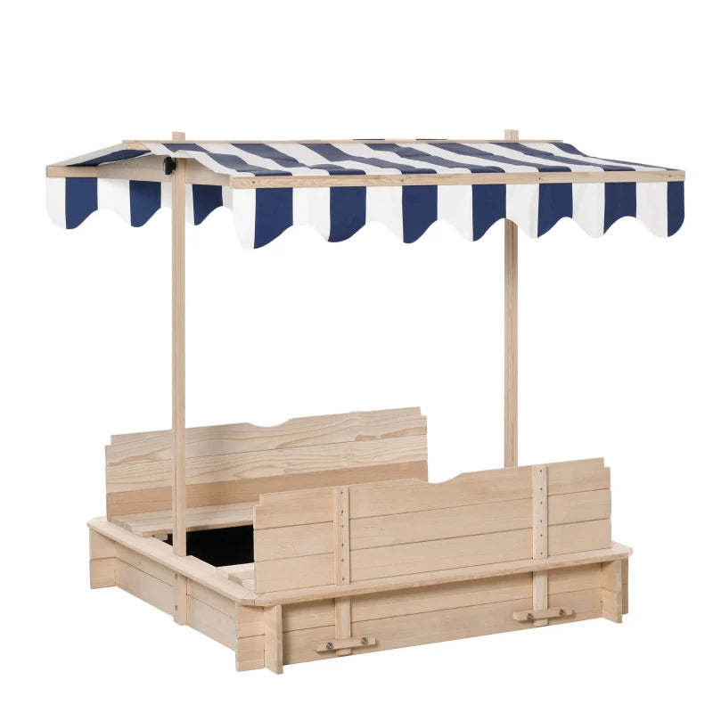 Outsunny Wooden Square Sandpit 106L x 106W x 121H cm