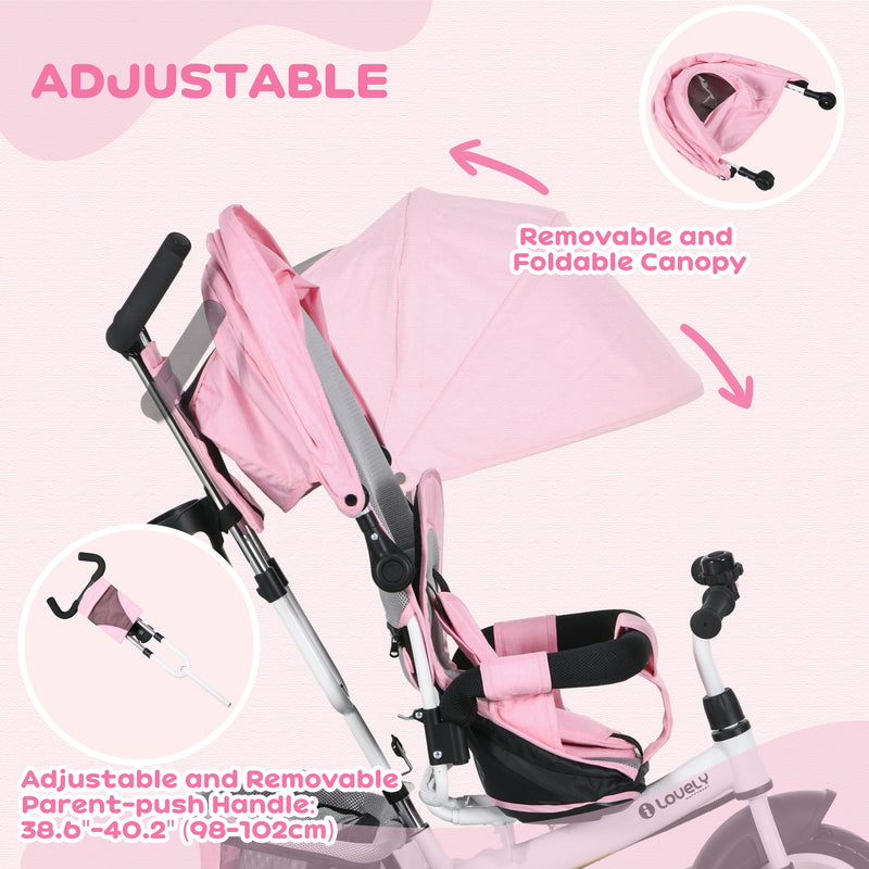 HOMCOM 6 in 1 Kids Trike, Stroller with Parent Handle