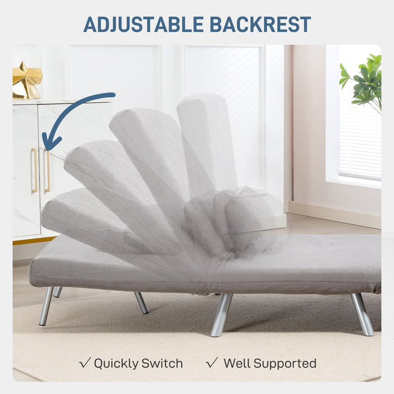 HOMCOM 2-in-1 Folding Sofa Bed with 5-level Adjustable Backrest, Grey