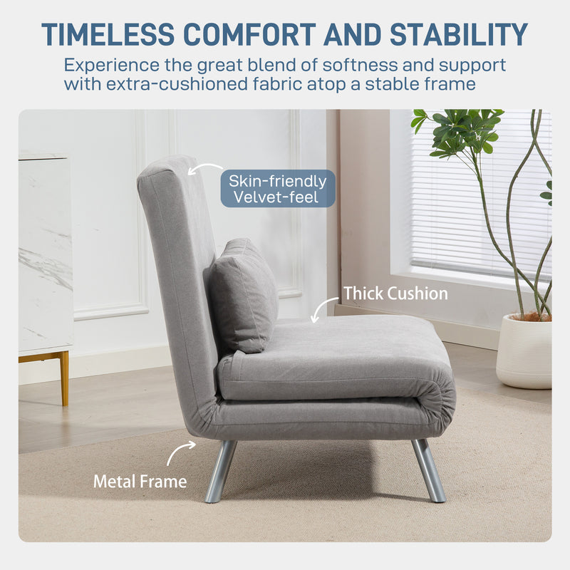 HOMCOM 2-in-1 Folding Sofa Bed with 5-level Adjustable Backrest, Grey