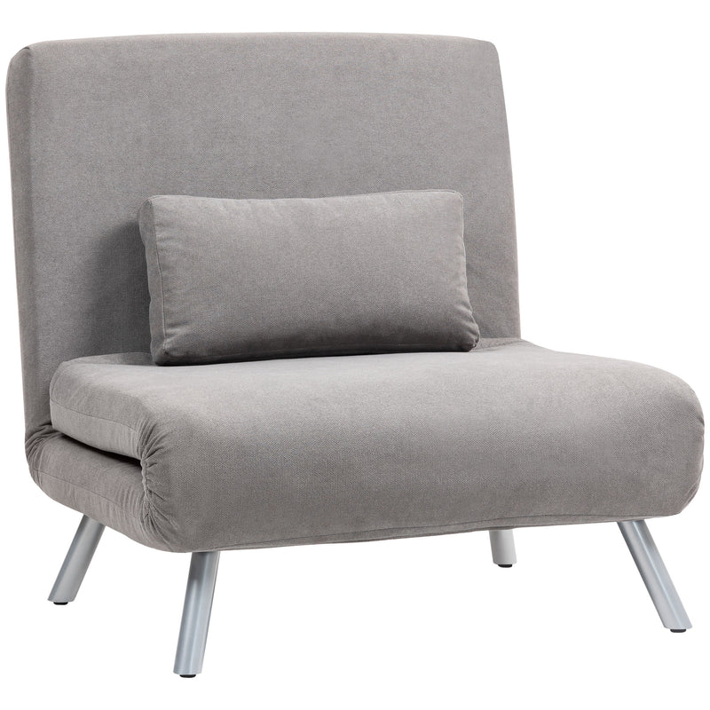 HOMCOM 2-in-1 Folding Sofa Bed with 5-level Adjustable Backrest, Grey