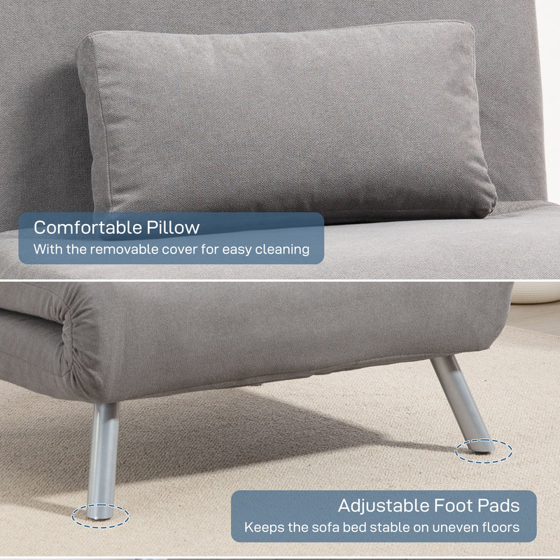 HOMCOM 2-in-1 Folding Sofa Bed with 5-level Adjustable Backrest, Grey