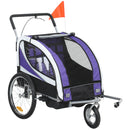 HOMCOM 2 Seat Child Bike Trailer, Baby Bicycle Trailer for 2 Kids, Purple