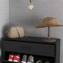 HOMCOM Shoe Storage Cupboard With 2 Flip Doors And Sliding Out Drawer, Black