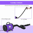 PawHut 2800W Dog Hair Dryer Pet Grooming Blaster Blower Dryer 3 Nozzles, Purple