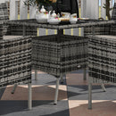 Outsunny Rattan Outdoor Dining Table and Chairs for 4 with Cushions, Grey