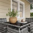Outsunny Rattan Outdoor Dining Table and Chairs for 4 with Cushions, Grey