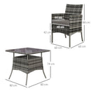 Outsunny Rattan Outdoor Dining Table and Chairs for 4 with Cushions, Grey