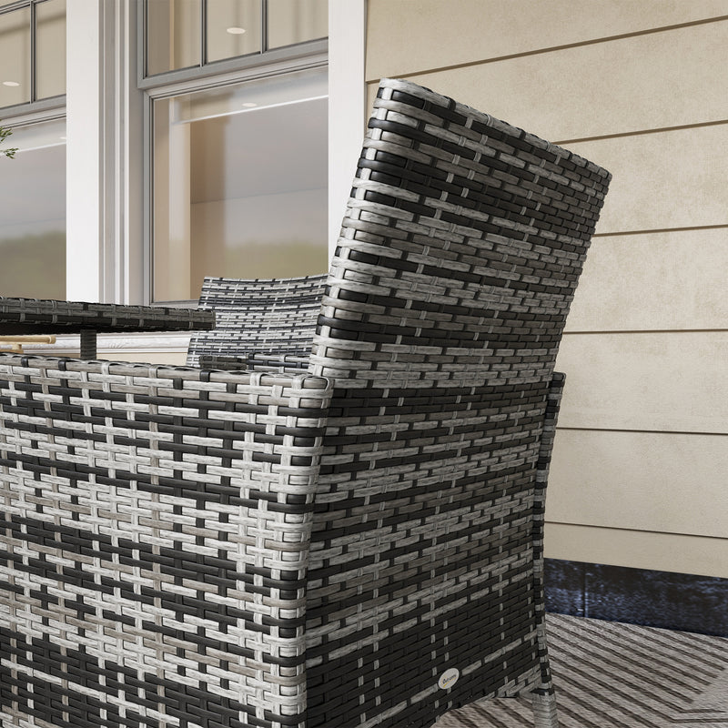 Outsunny Rattan Outdoor Dining Table and Chairs for 4 with Cushions, Grey