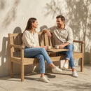 Outsunny Wooden Garden Bench With Table And Hidden Shelf, Teak