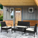 Outsunny 4 Pieces Outdoor PE Rattan Corner Sofa With Cushions - Black