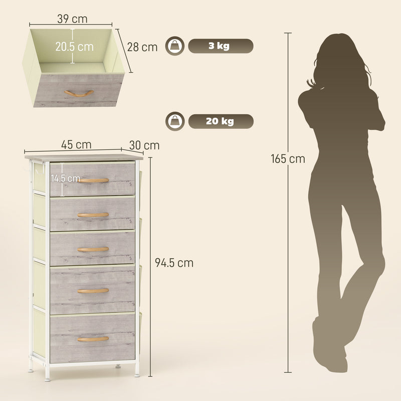 HOMCOM Fabric Chest of Drawers, 4 Drawer Dresser for Bedroom