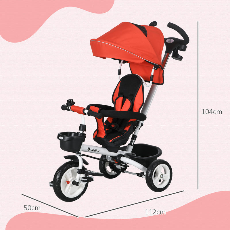 HOMCOM 6 in 1 Trike for Toddler 1-5 Years with Parent Handle