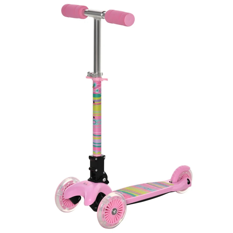 HOMCOM Foldable kids  Scooter with  Flashing Wheels - Pink
