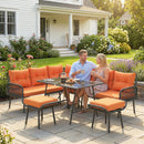 Outsunny Sectional Outdoor Furniture with Glass Top Table, Orange