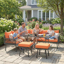Outsunny Sectional Outdoor Furniture with Glass Top Table, Orange
