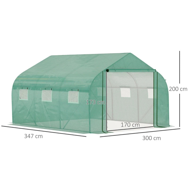 Outsunny Greenhouse Polytunnel 3.5x3x2m - Green