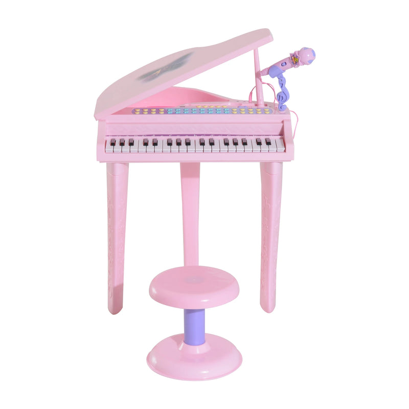 HOMCOM Mini Electronic Piano W/Stool-Pink