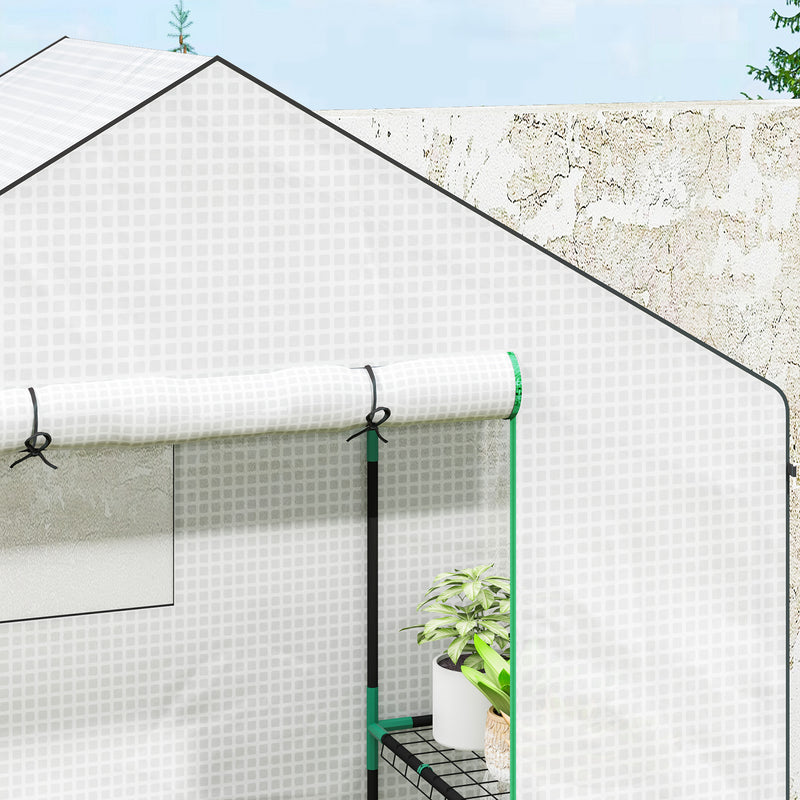 Outsunny Walk-in Greenhouse With, Outdoor Small Greenhouse, White