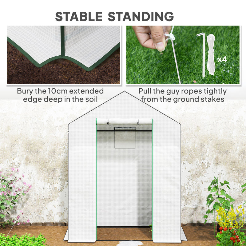 Outsunny Walk-in Greenhouse With, Outdoor Small Greenhouse, White