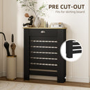 HOMCOM Radiator Cover With Drawer, Horizontal Slat Black