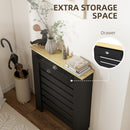 HOMCOM Radiator Cover With Drawer, Horizontal Slat Black