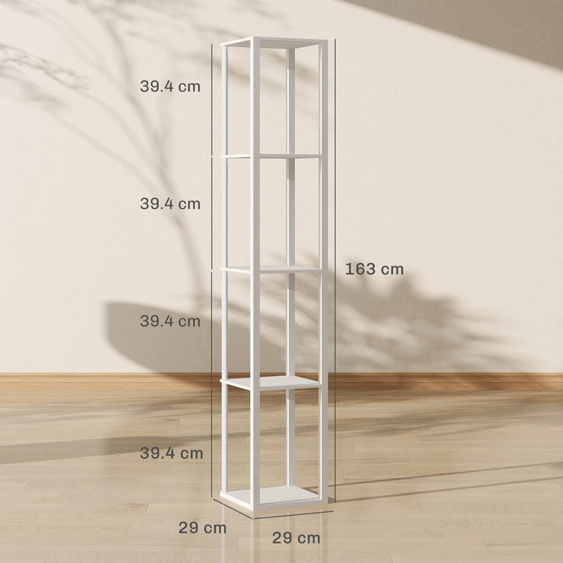 HOMCOM RGB LED Floor Lamp with Shelves and Remote Control for Bedroom