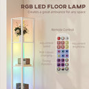 HOMCOM RGB LED Floor Lamp with Shelves and Remote Control for Bedroom