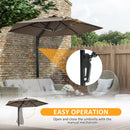 Outsunny Wall-Mounted Parasol Patio Umbrella With Hand To Push System - Khaki/Grey