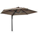 Outsunny Wall-Mounted Parasol Patio Umbrella With Hand To Push System - Khaki/Grey