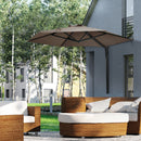 Outsunny Wall-Mounted Parasol Patio Umbrella With Hand To Push System - Khaki/Grey