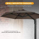 Outsunny Wall-Mounted Parasol Patio Umbrella With Hand To Push System - Khaki/Grey