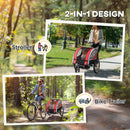 HOMCOM 2 Seat Child Bike Trailer, Baby Bicycle Trailer for 2 Kids, Red