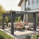 Outsunny 3.6 x 3 m Aluminium Pergola with Retractable Roof Canopy, Curtains