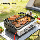 Outsunny 2 Burner Grill Griddle, Tabletop Gas BBQ With Grease Cup, Black