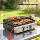 Outsunny 2 Burner Grill Griddle, Tabletop Gas BBQ With Grease Cup, Black