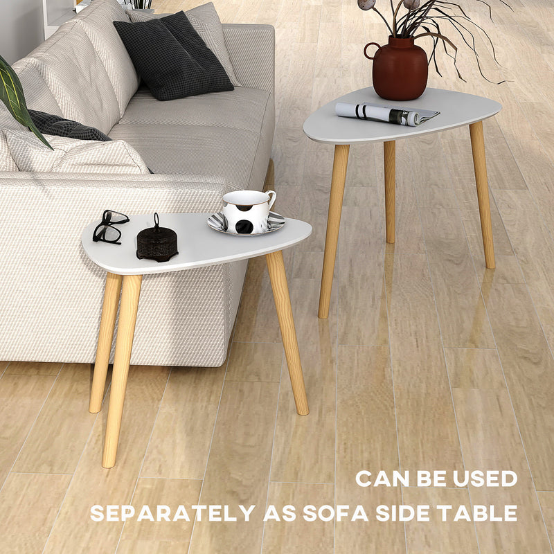HOMCOM Side Table Set of 2, Modern End Coffee Bedside Tables Grey Natural