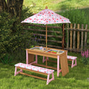 AIYAPLAY Kids Picnic Table, Wooden Children Garden Table and Bench Set, Pink