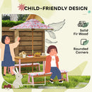AIYAPLAY Kids Picnic Table, Wooden Children Garden Table and Bench Set, Pink