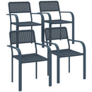 Outsunny Garden Chairs Set of 4, Stackable & Rattan Effect, Dark Grey