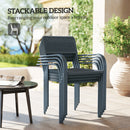 Outsunny Garden Chairs Set of 4, Stackable & Rattan Effect, Dark Grey