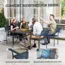 Outsunny Garden Chairs Set of 4, Stackable & Rattan Effect, Dark Grey