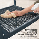 Outsunny Garden Chairs Set of 4, Stackable & Rattan Effect, Dark Grey